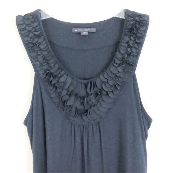 Banana Republic Black Shift Dress Ruffle Sz Small - Picture 4 of 7